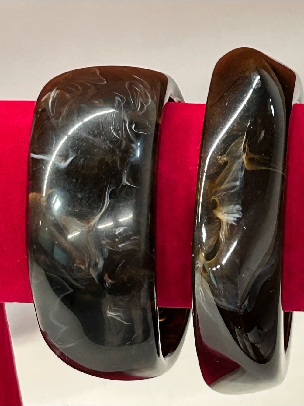Set of two Vintage marbled Lucite/resin bracelets